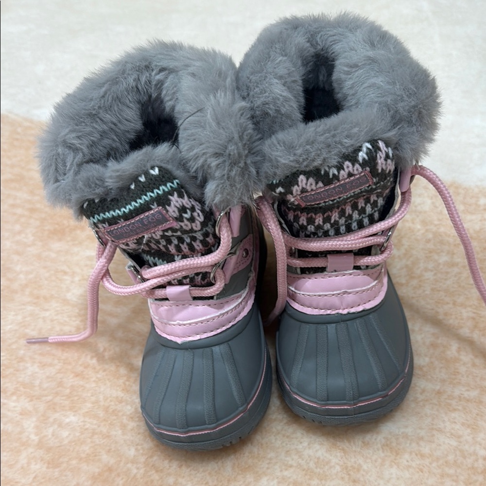 London Fog Kids Boots - Gray and Pink
